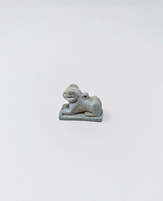 Ancient Egyptian Blue-Glazed Faience Amulet of Khnum as a Ram (C. 664-332 BCE)