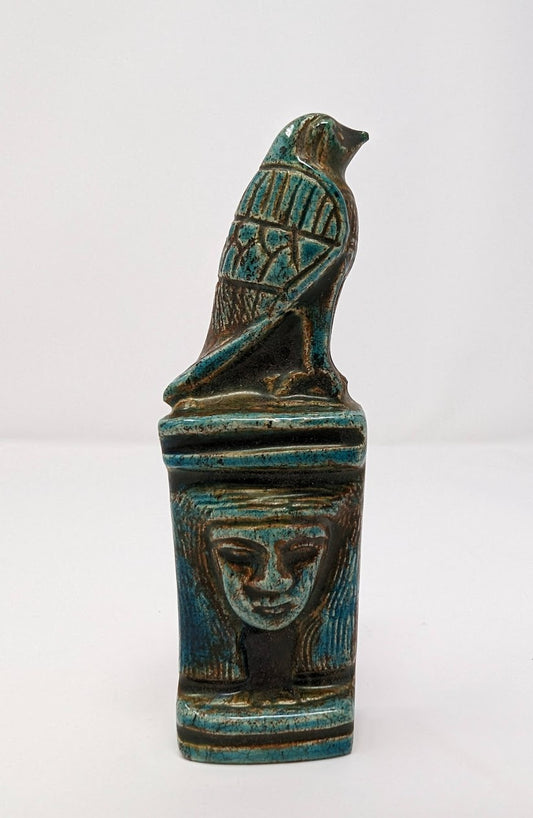 Antique Egyptian Blue-Glazed Horus Statue | Grand Tour Era (c 1780-1920s)