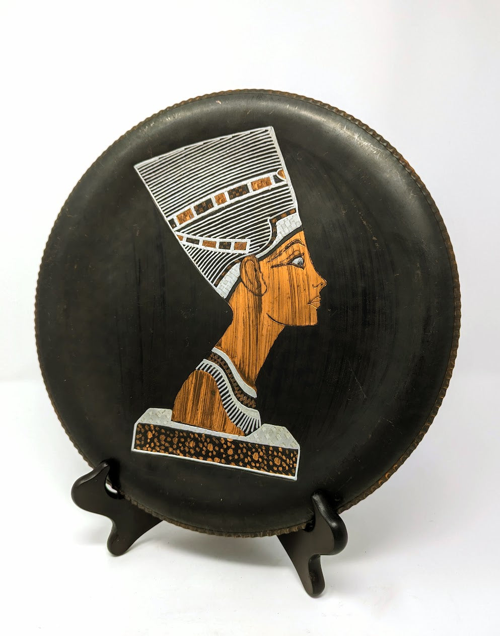 Vintage Queen Nefertiti Etched & Stamped Copper Plate with Tin Inlay