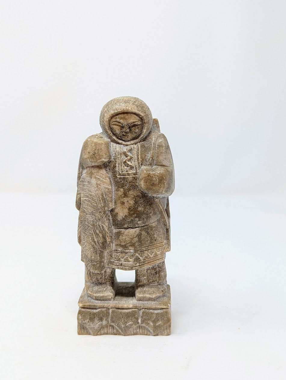 Vintage Hand-Carved Stone Sculpture Eskimo/Inuit Hunter